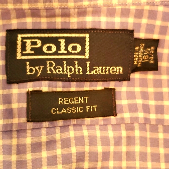 POLO BY RL 16.5 34/ 35 REGENT CLASSIC FIT BLUE CHECK LONGSLEVE BUTTON UP - Picture 3 of 4